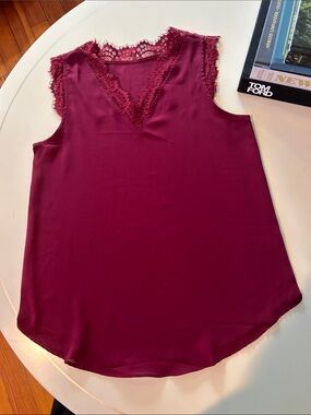 Amazon Women's Burgundy Lace Trim V-Neck Camisole